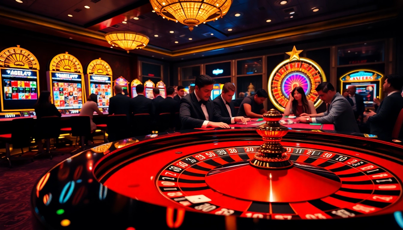 Experience the excitement of Xin88 with vibrant casino visuals featuring roulette and slot machines.