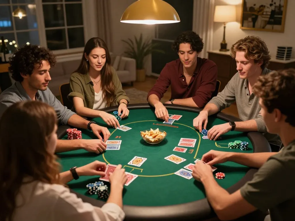 Lương Sơn TV poker game night with friends focusing on strategy and camaraderie.