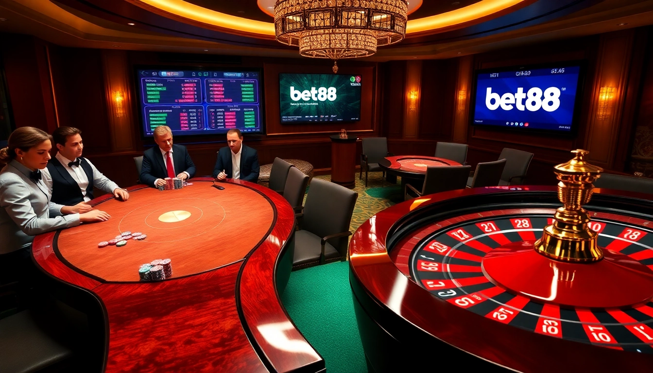 Experience high-stakes gambling at Bet88's luxurious casino tables and vibrant gameplay.