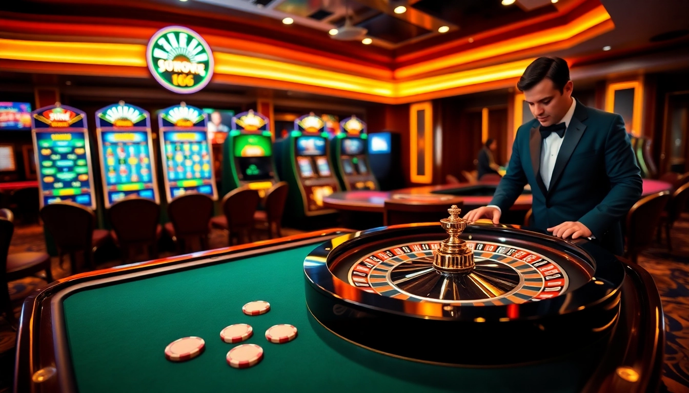 SODO66 promotes a vibrant casino atmosphere with roulette and poker excitement.
