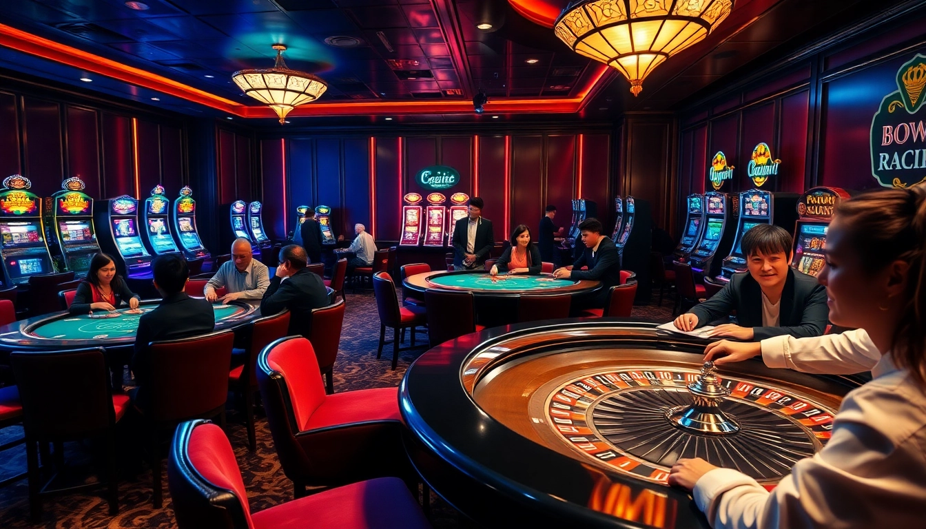 Experience thrilling poker action at bomwin casino with vibrant tables and glimmering chips.
