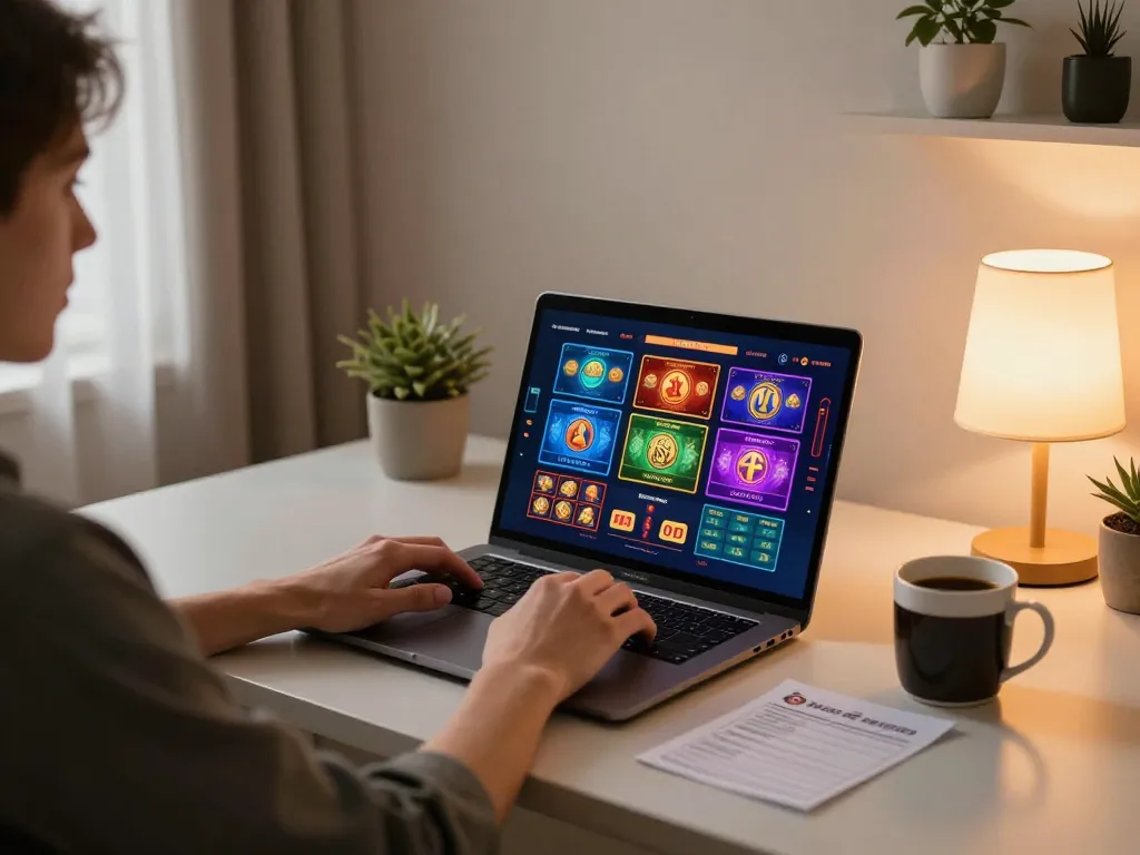 Engaging in online gaming on 888b platform with warm atmosphere and betting notes visible