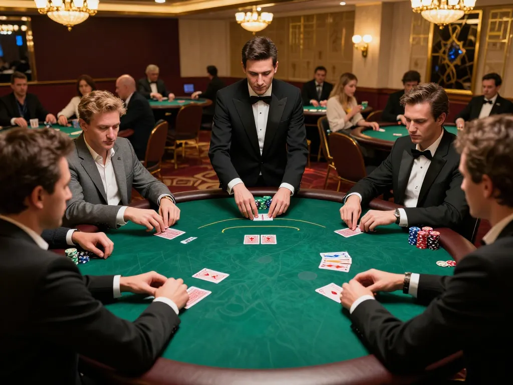Players strategizing at the poker table at https://888vnd.bid/ during a thrilling casino night