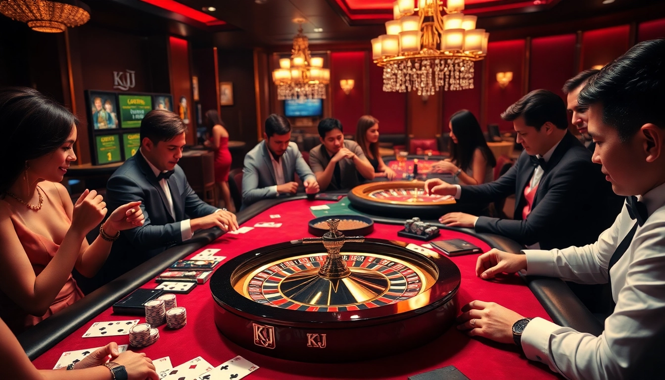 KJC promotes thrilling casino experiences with professional gameplay at a high-stakes poker table.
