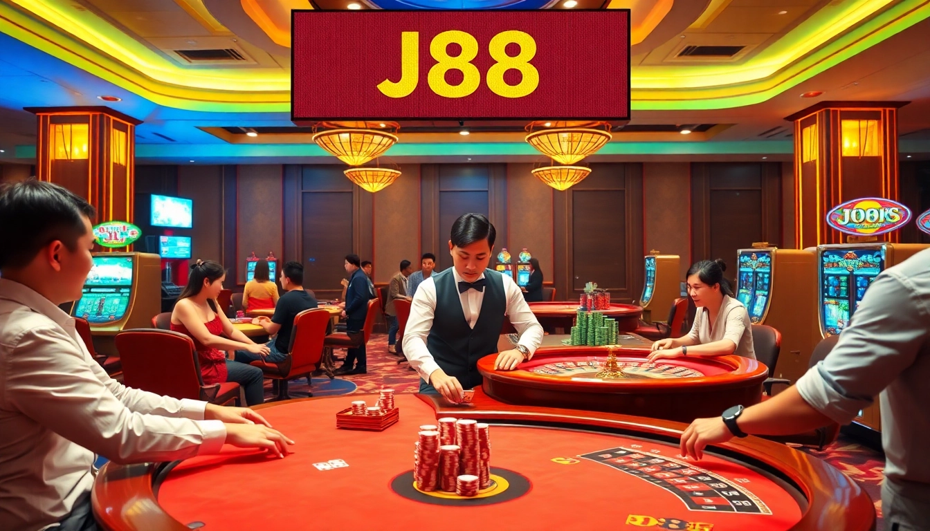 Experience the excitement of J88 casino gaming with vibrant tables and professional dealers.