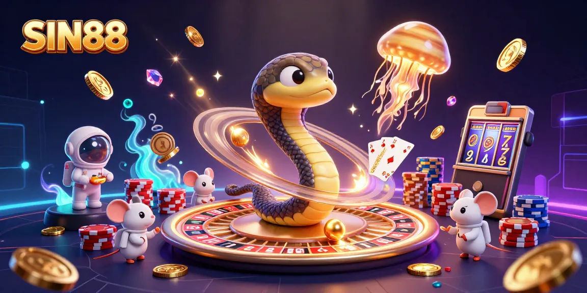Experience excitement at SIN88 as astronaut mice place bets on a cosmic roulette wheel with dazzling elements.