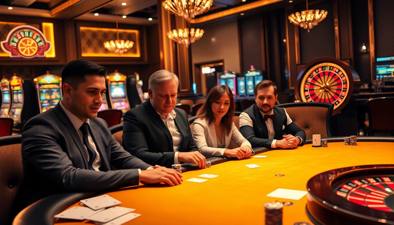 Experience thrilling gameplay at SC88 COM with a dynamic casino environment featuring poker tables and slot machines.