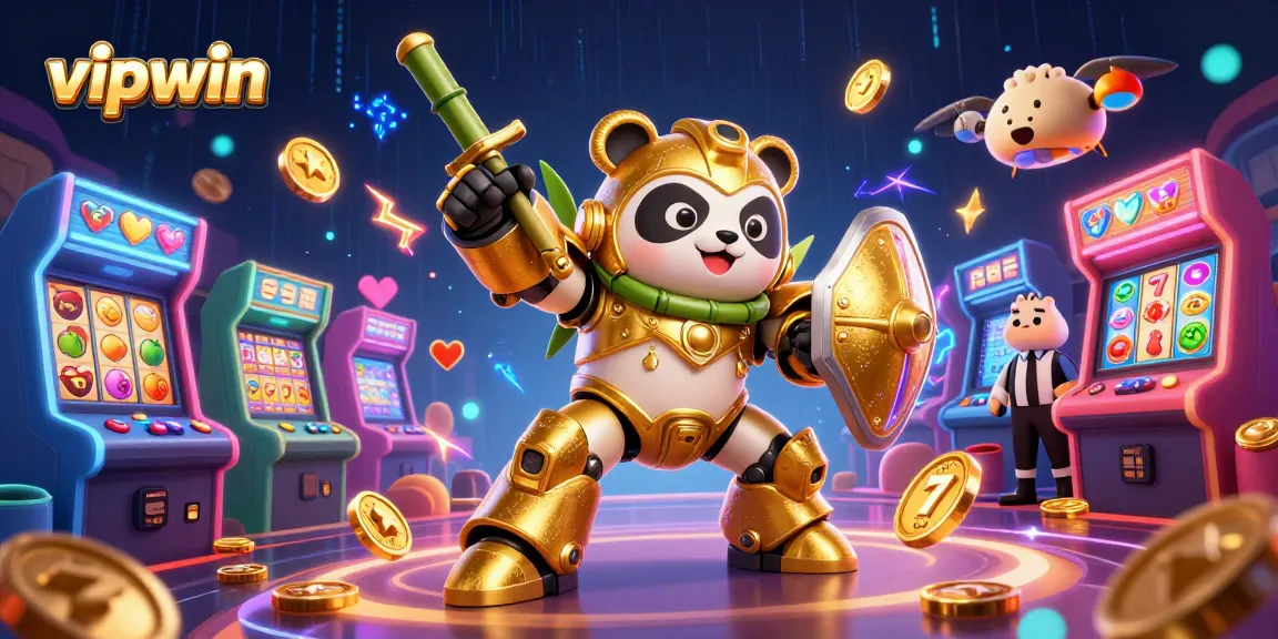 Experience thrilling online gaming with vipwin featuring a vibrant 3D illustration of a panda in an arena.