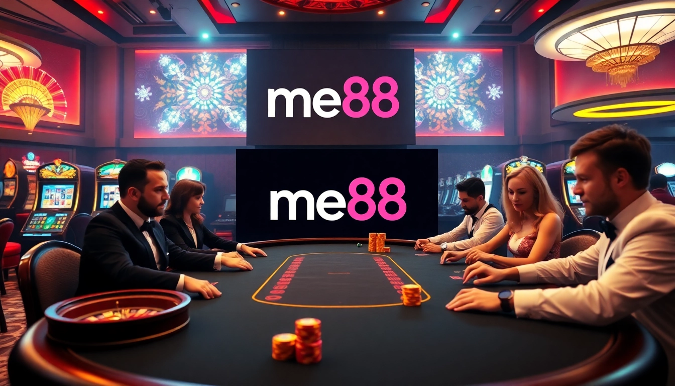 Experience the thrilling excitement of me88 casino gaming with vibrant slot machines and poker tables.