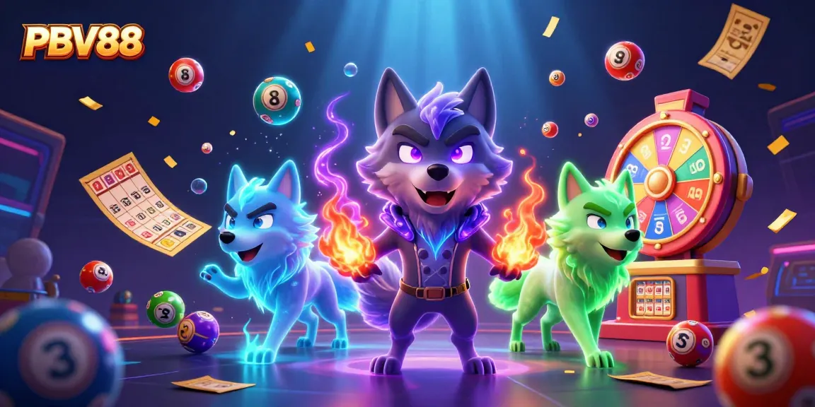 Experience the excitement of PBV88 in vibrant, dynamic gambling-themed illustration with casino elements.