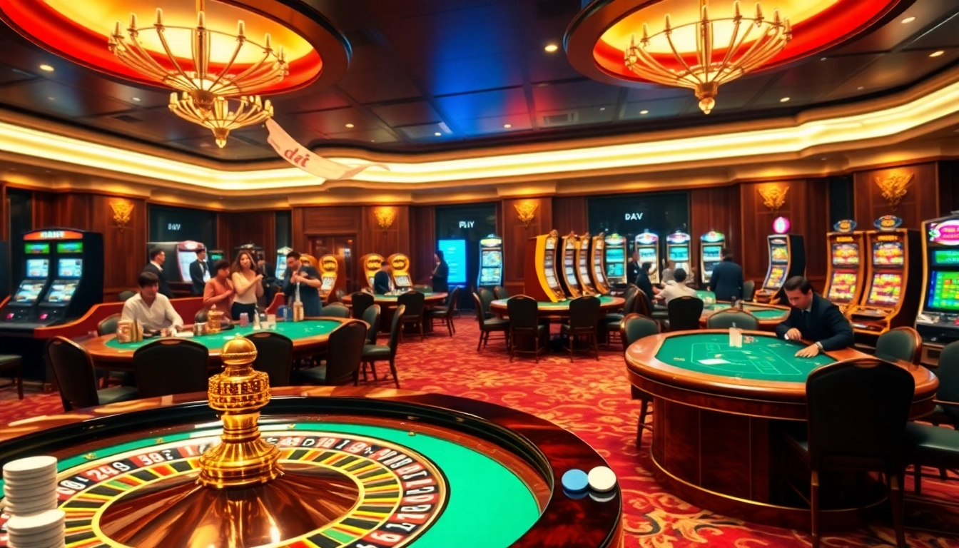 Experience thrill and luxury in a casino as players enjoy games like poker and roulette, incorporating daga.