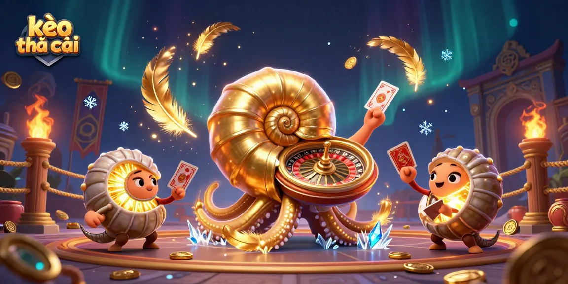Engage in kèo nhà cái with the vibrant scene of an ancient nautilus holding cards surrounded by dynamic gambling elements.