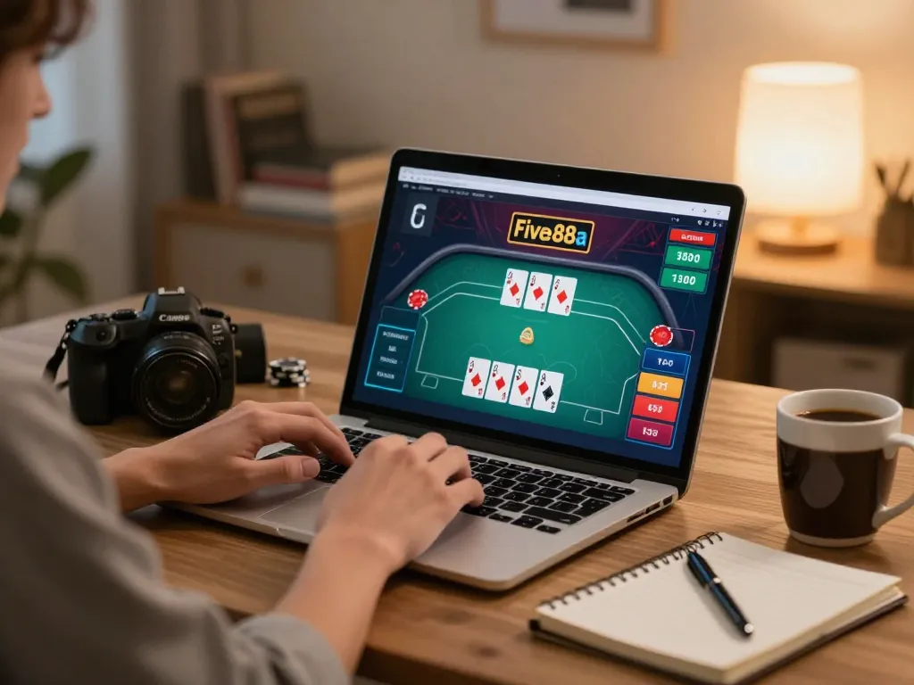 Engaging online poker game on five88a platform with player analyzing cards and strategies.