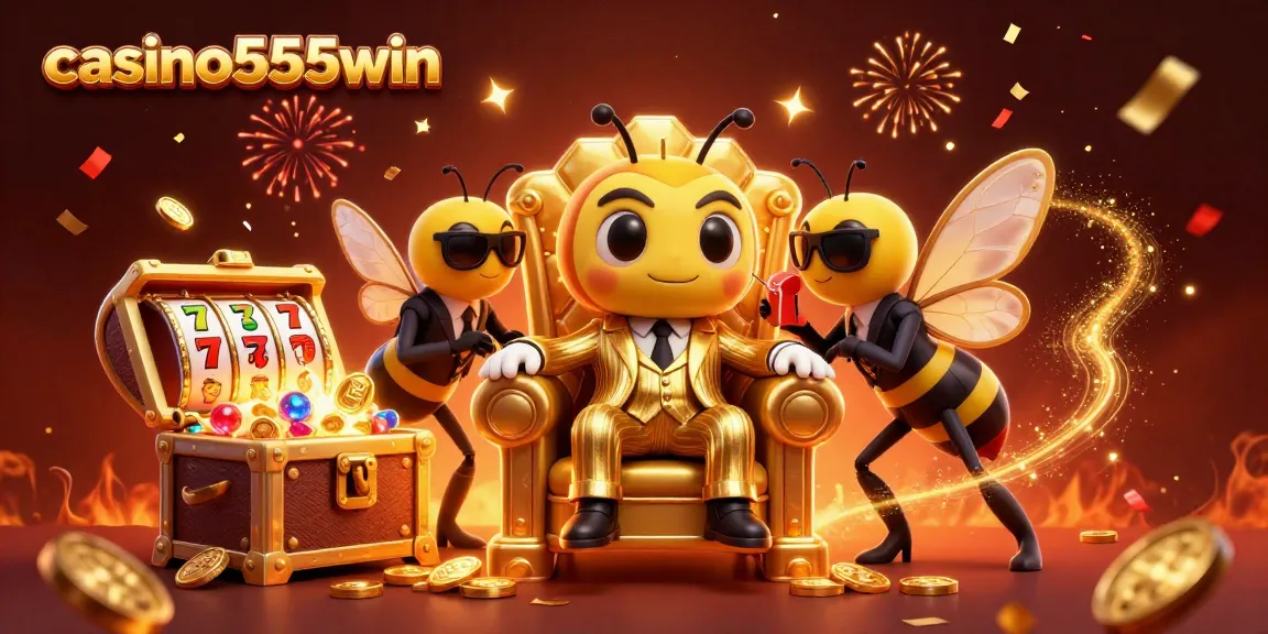 Experience casino555win's thrilling and vibrant slot adventure with a lively 3D bumblebee mob boss.