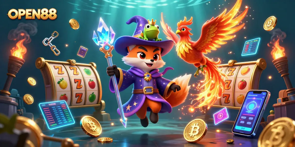 Activate your winning potential at OPEN88 with mystical characters and vibrant casino elements.