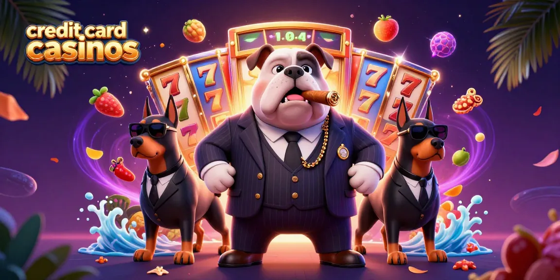 Engaging scene of credit card casinos featuring a bulldog mafia boss and dynamic gaming elements.