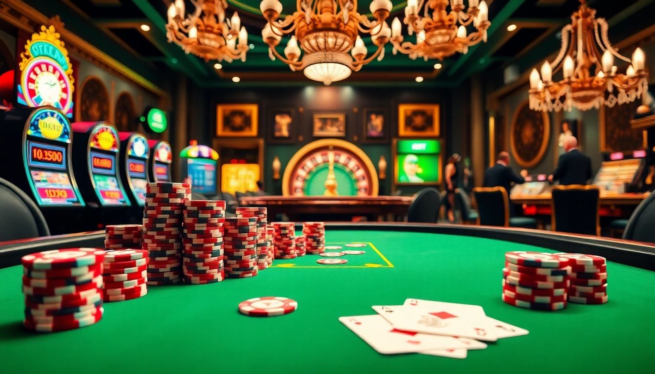 Experience vibrant gameplay at https://78winbiz.com/ with poker chips, cards, and a roulette wheel.