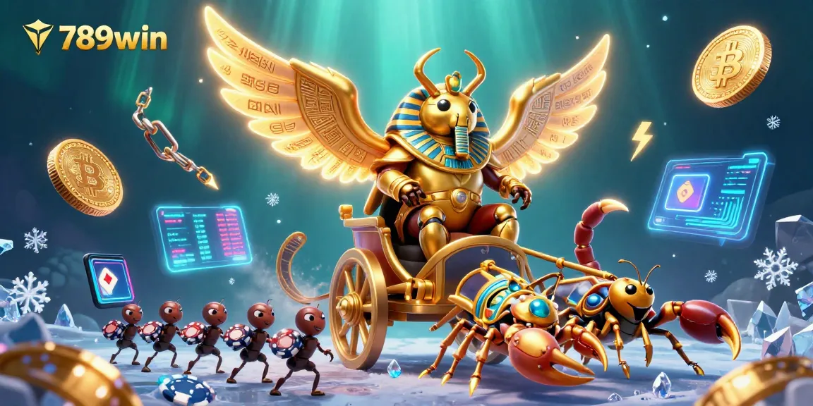Engage with the vibrant world of 789win, featuring an epic 3D illustration of gaming characters amidst crypto elements.