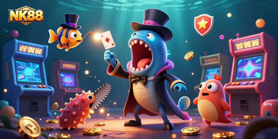 Engage with the exciting world of NK88 casino gaming through this vibrant underwater scene.
