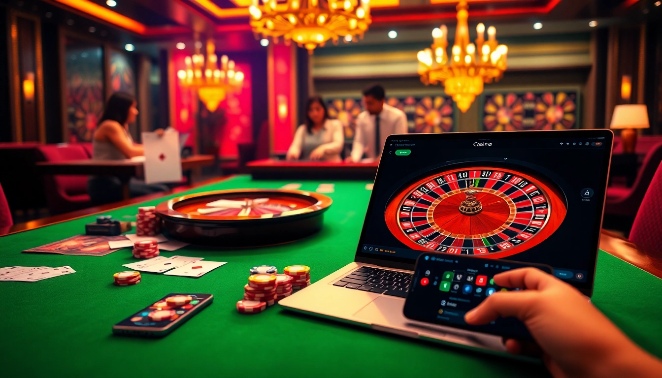 Engaging gamblers in Lô đề online at a luxurious virtual casino setting.