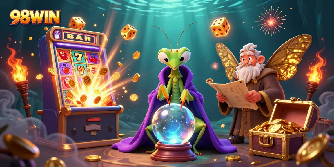 Play with 98WIN's vibrant slots surrounded by mystical characters and stunning effects.