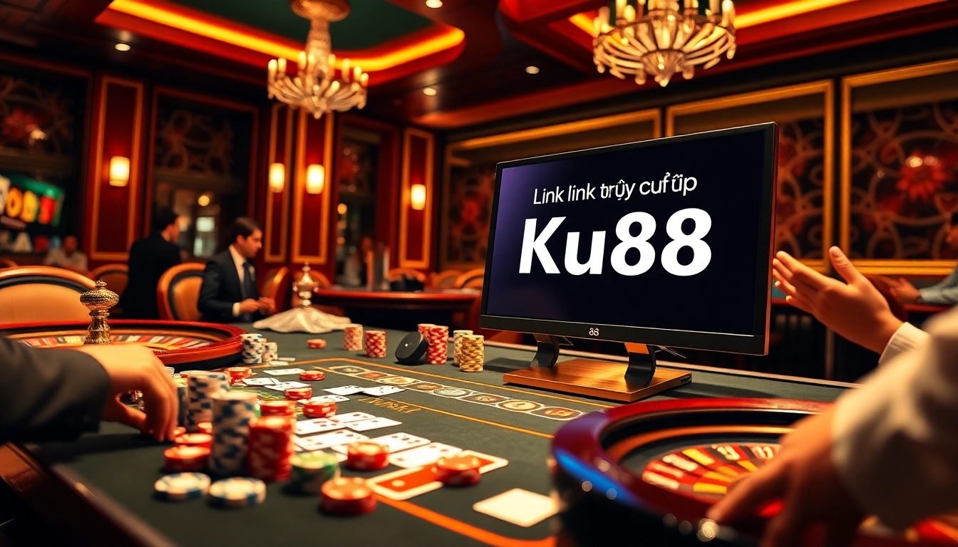 Experience the thrill of gambling with Link truy cập Ku88 while playing at a luxurious casino table.