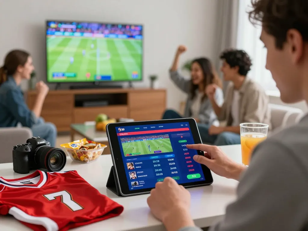 Engaging online betting experience with Topbet uy tín platform and sports events, creating a lively atmosphere.