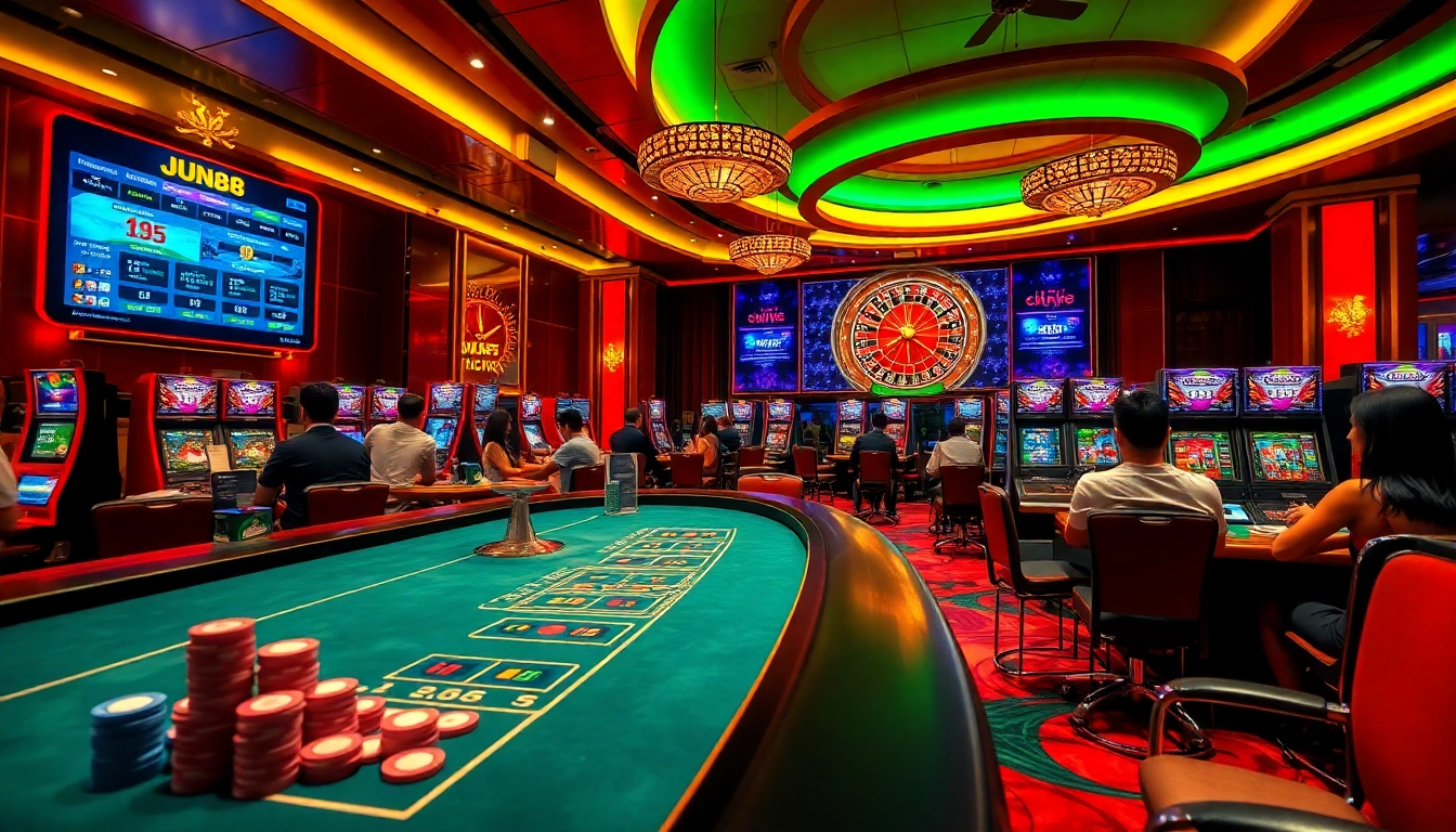 Experience the excitement of gambling at Jun88 with vibrant casino games and thrilling ambiance.