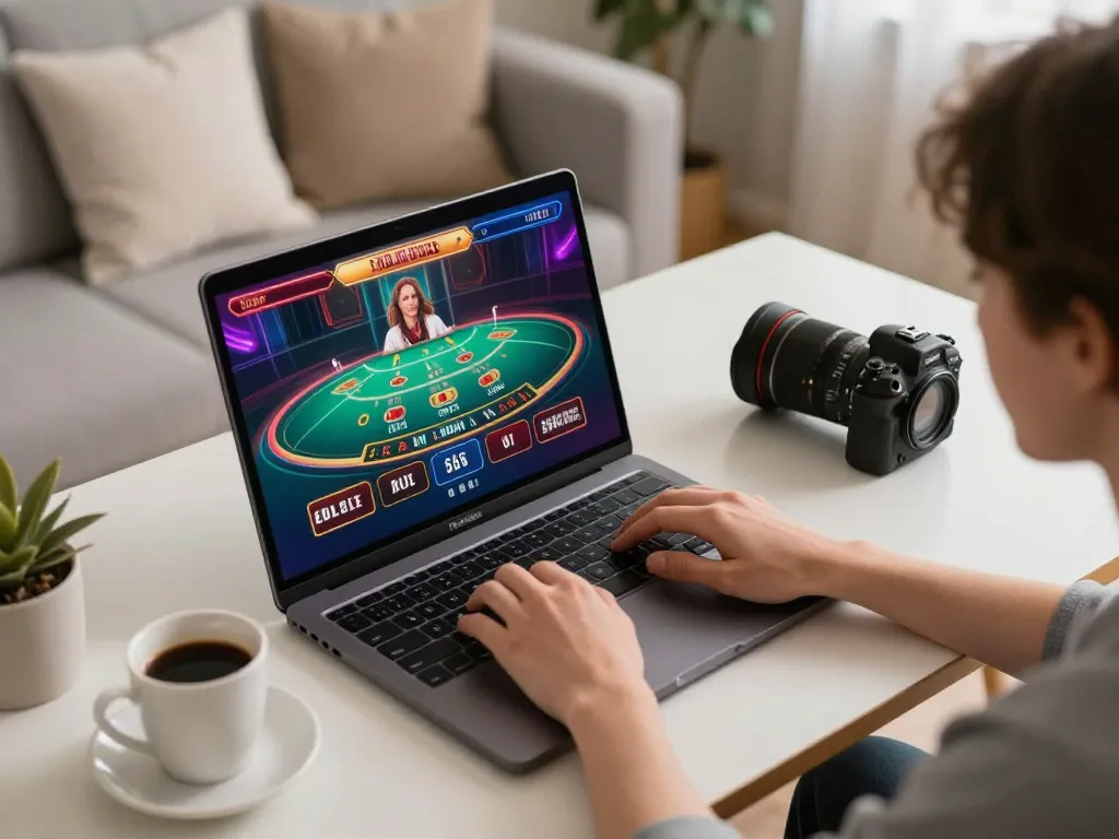 S666 player engaged in live dealer blackjack, showcasing online gaming excitement in a modern setting