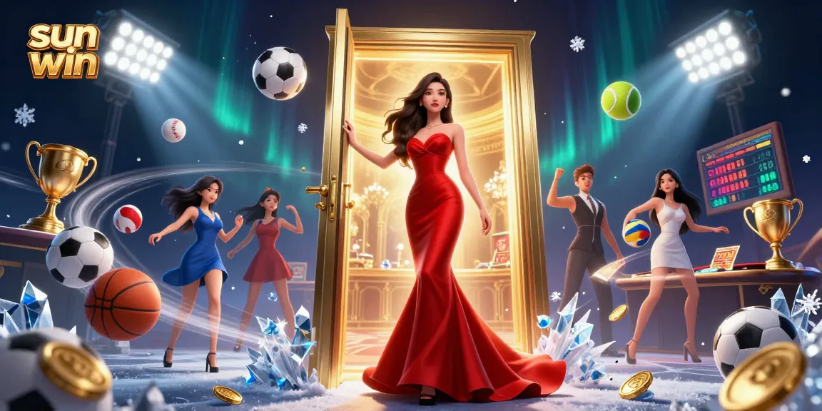Experience winning moments at sun win with dynamic casino elements and a beautiful Asian hostess.