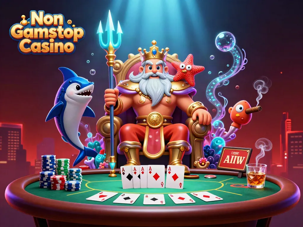 Engage in thrilling gameplay at Non Gamstop Casino with Neptune and vibrant poker elements.