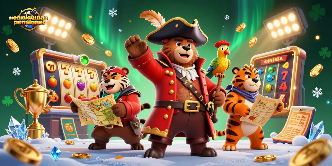 Engaging scene with thechelseapensioner showcasing a cartoon bear captain, a fierce tiger first mate, and slot elements symbolizing dynamic casino action.