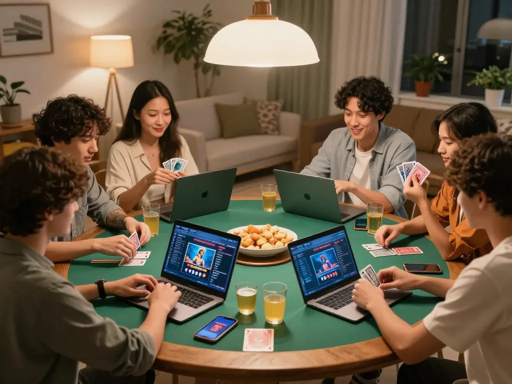 Play poker online with friends using the PP9WIN platform, showcasing a strategic gaming moment.