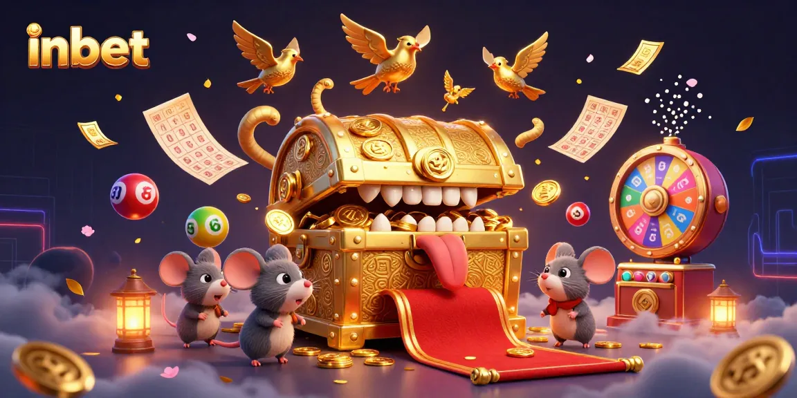 Experience exciting inbet lottery and gaming adventures in a vibrant 3D illustration.