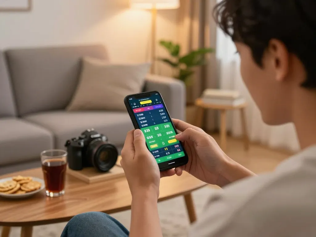 Exciting online sports betting moment reviewing odds on smartphone featuring 5679 Sports Bets.