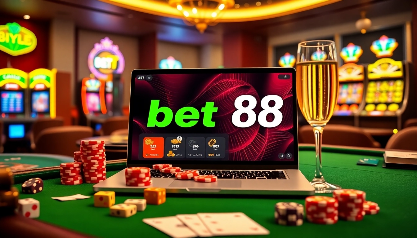 Experience the thrill of betting at bet 88 casino with vibrant tables and colorful chips.