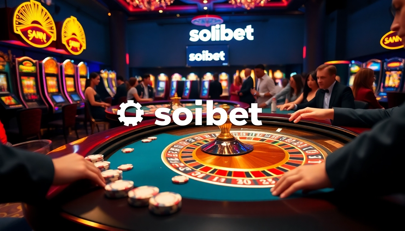 Experience the excitement of เว็บ soibet with a luxurious casino scene featuring a roulette table.