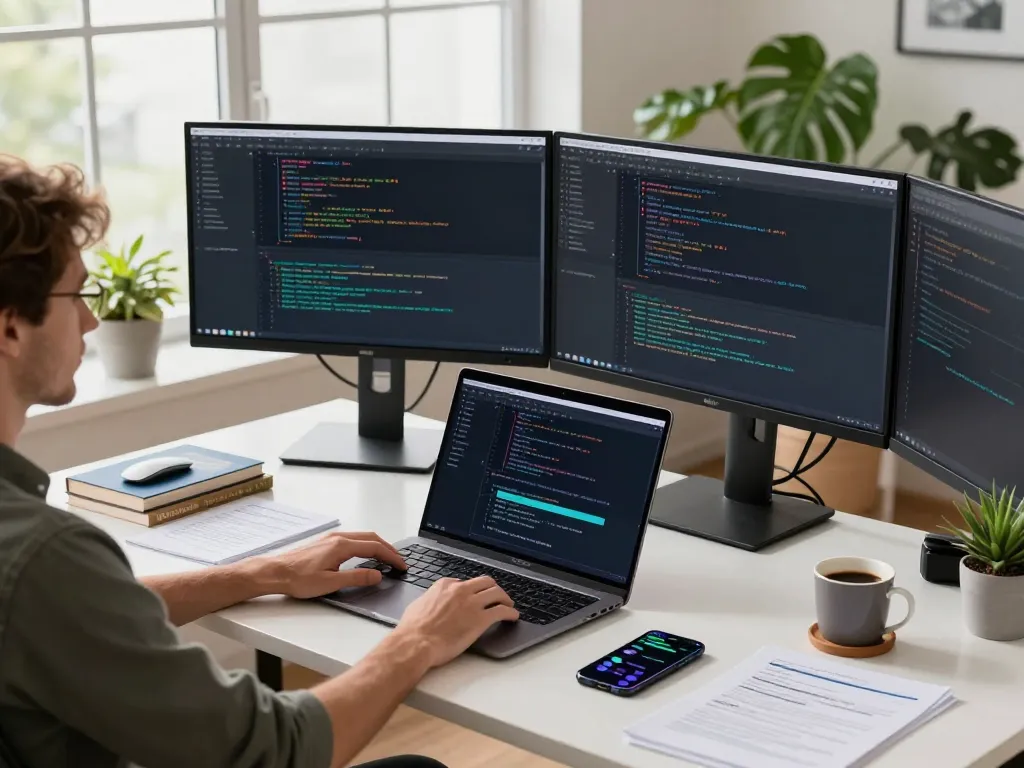MoltBot AI in action at a modern workspace, enhancing productivity and automation for developers.