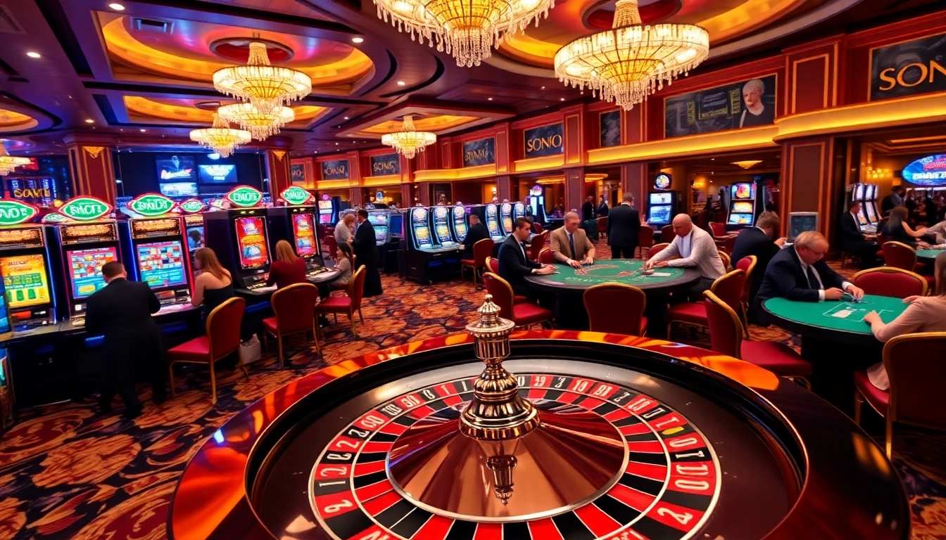 Players winning at SODO CASINO with excitement at the roulette wheel and poker tables.
