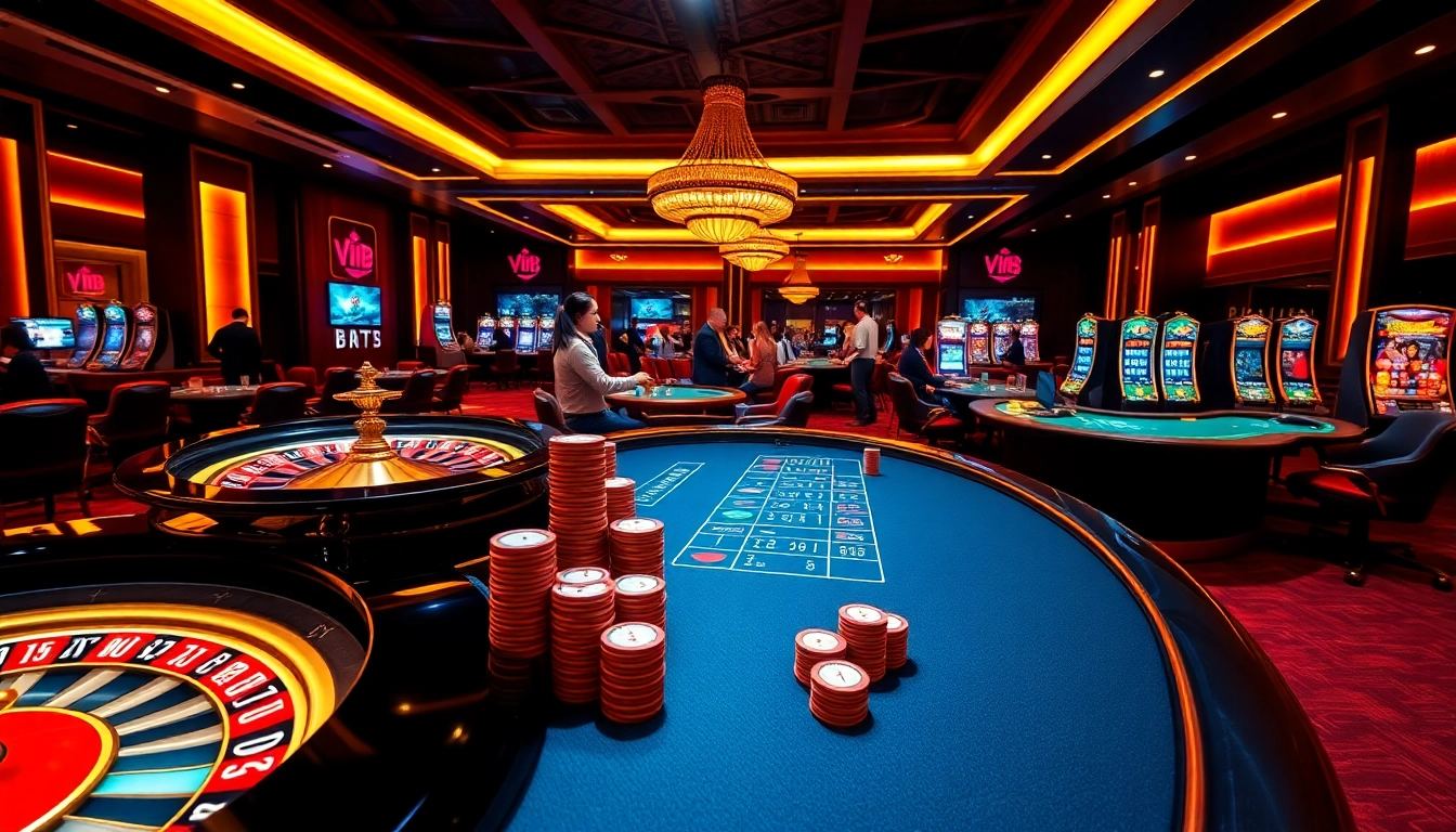 Experience thrilling betting action at Vin88 with sleek tables and vibrant slot machines.