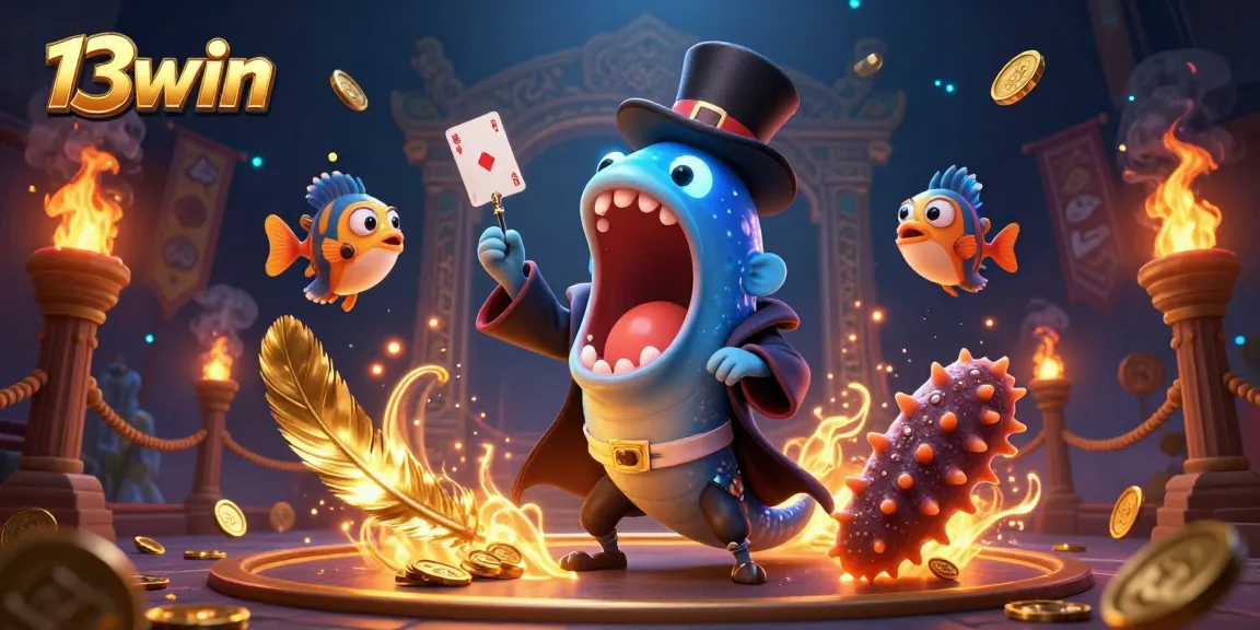 Experience the gambling magic with 13win's vibrant casino illustration featuring enchanting characters and rich elements.