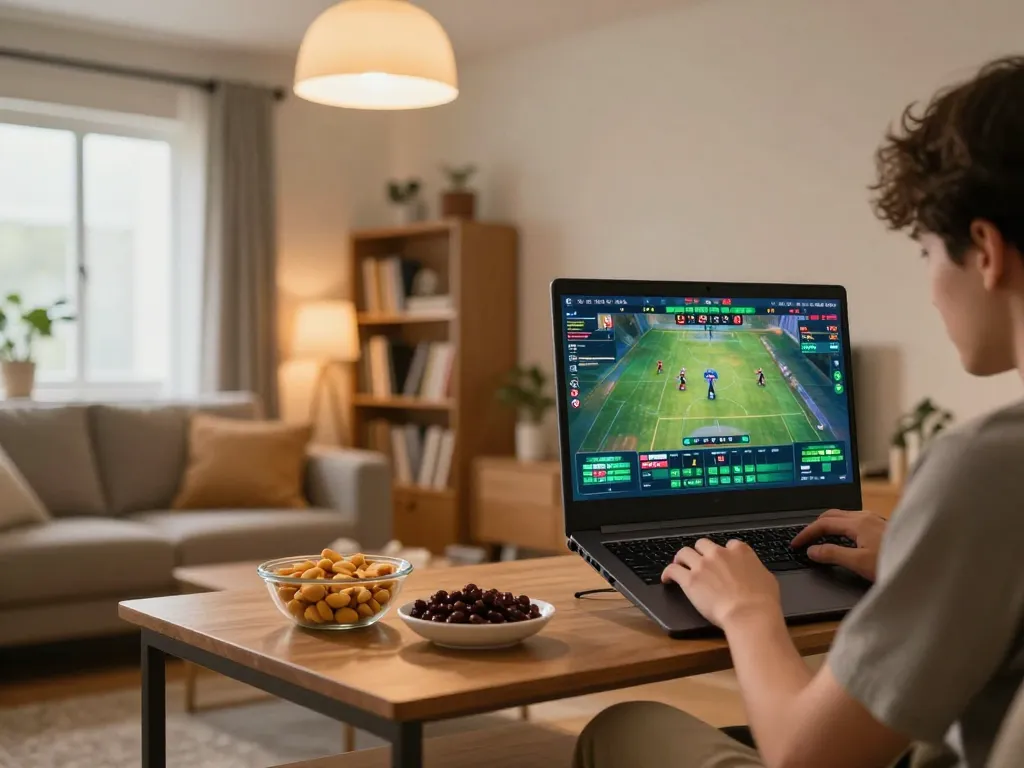 Engaging gameplay on Fun88 with a person focused on online betting from home.