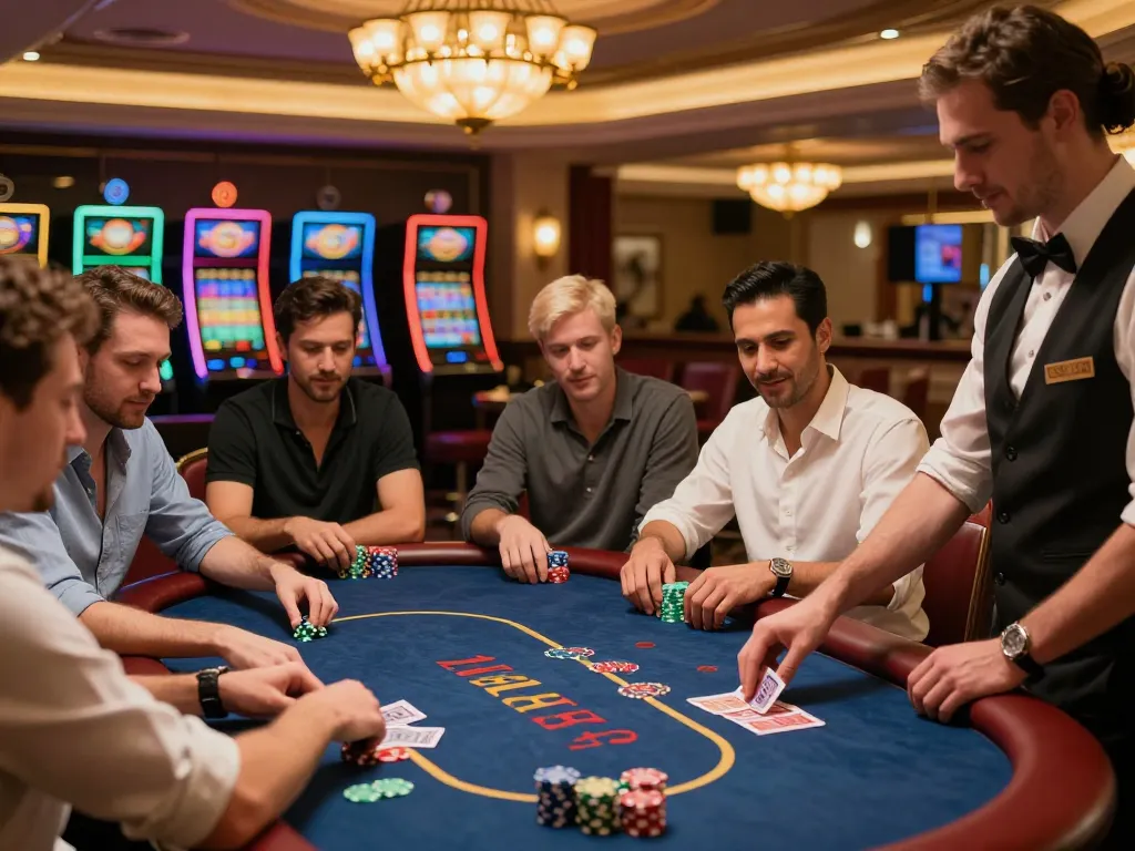 Players enjoying a strategic poker game at XX88 casino, showcasing intense gameplay and social interaction.