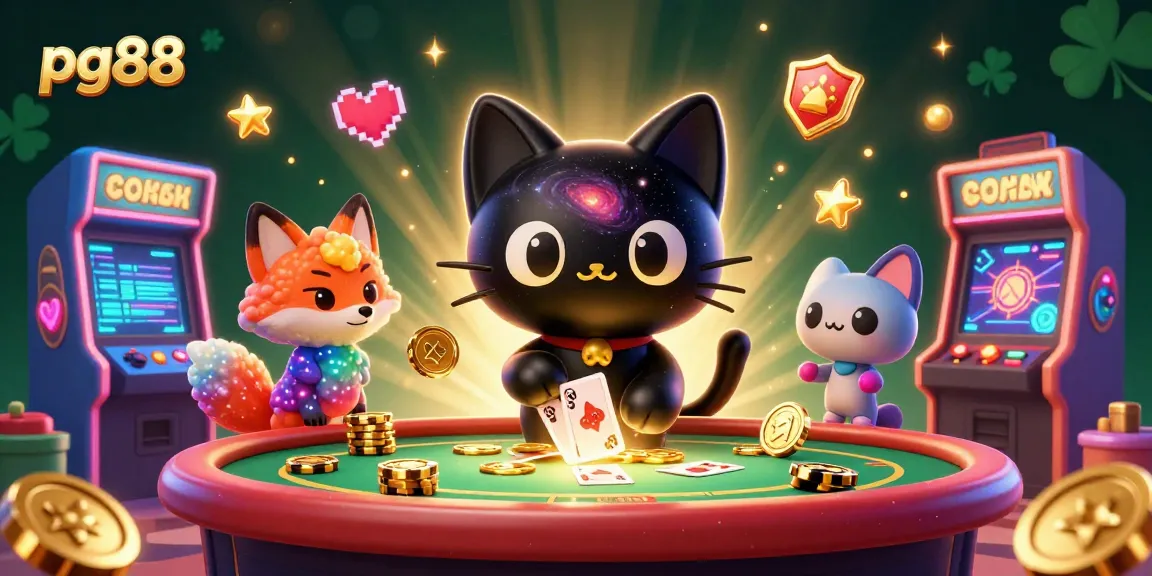 Engage with the pg88 cosmic casino scene featuring a gravitational cat and nebula fox winning gold.