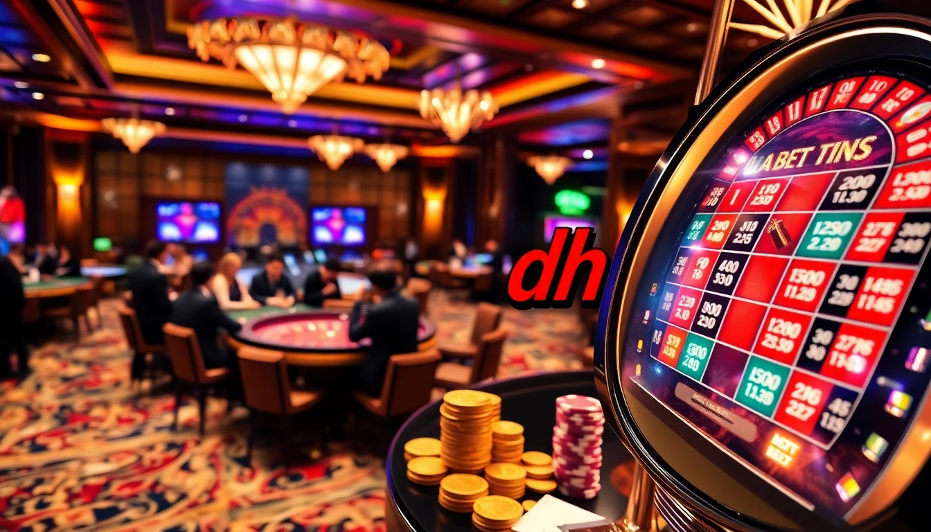 Experience the excitement of the dh88 casino scene with poker tables, roulette, and vibrant slot machines.