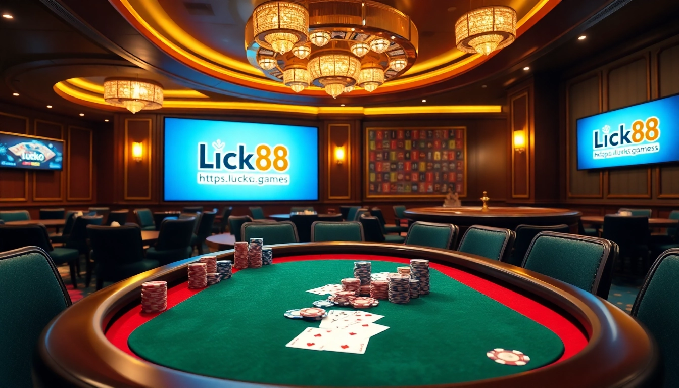 Experience the thrill of winning at https://luck88.games/ with a stunning poker table scene.
