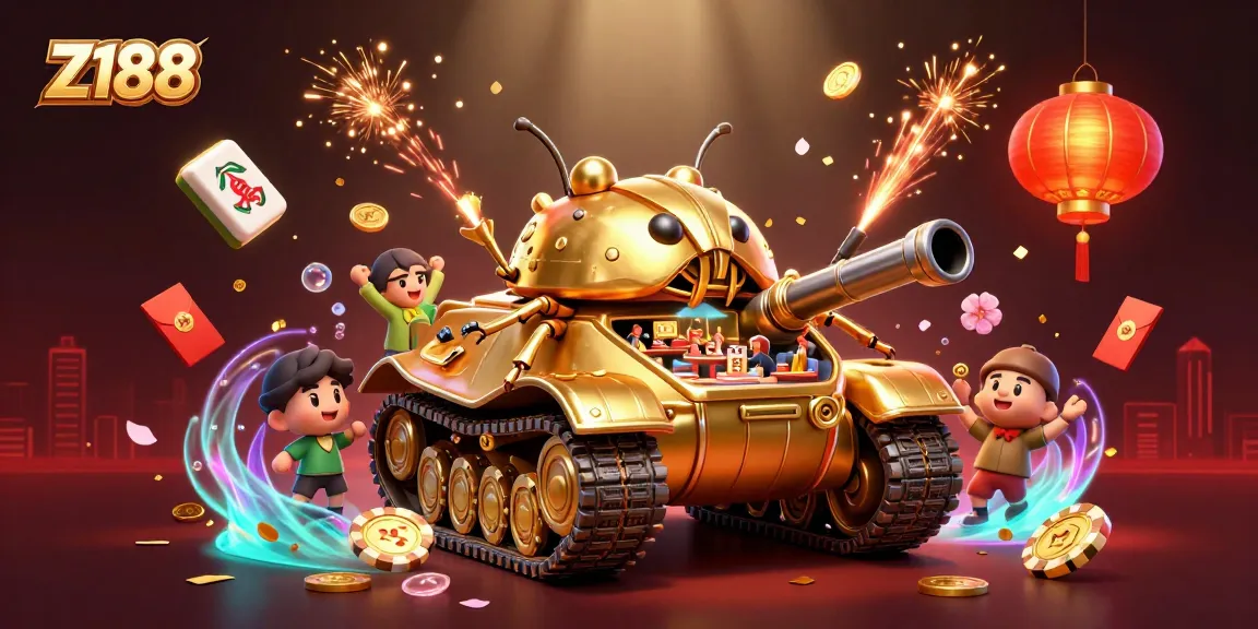 Z188 captures a vibrant casino scene within a golden beetle tank, showcasing players enjoying games.
