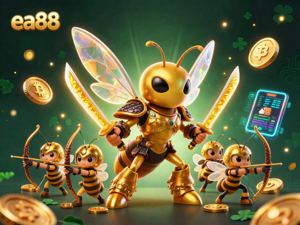 Engage with ea88's vibrant crypto casino using innovative 3D digital illustration, showcasing rich game elements.