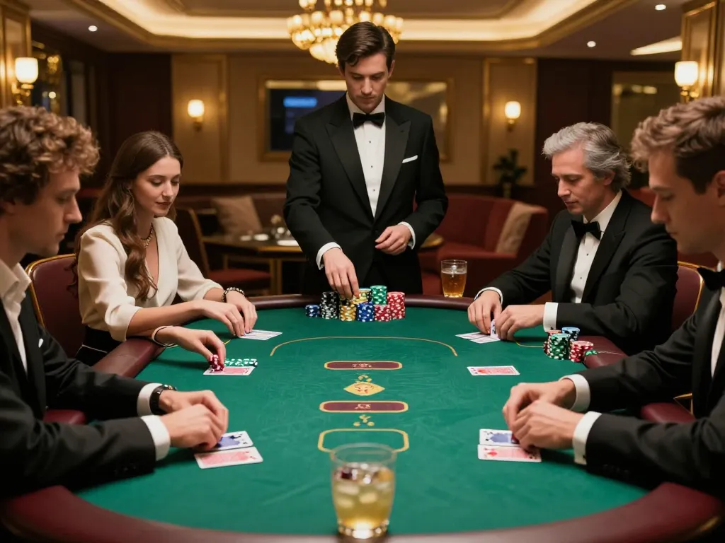 Engaging in high-stakes poker at 98win's luxurious VIP table, showcasing strategy and excitement.