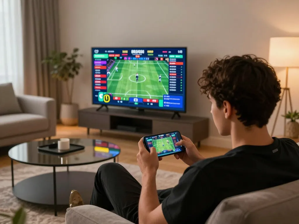 Engaging in mobile sports betting on a smartphone with VIN88, showcasing live odds and strategy.